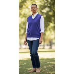 Polo Golf Ralph Lauren purple cotton V-neck sweater vest unisex size M